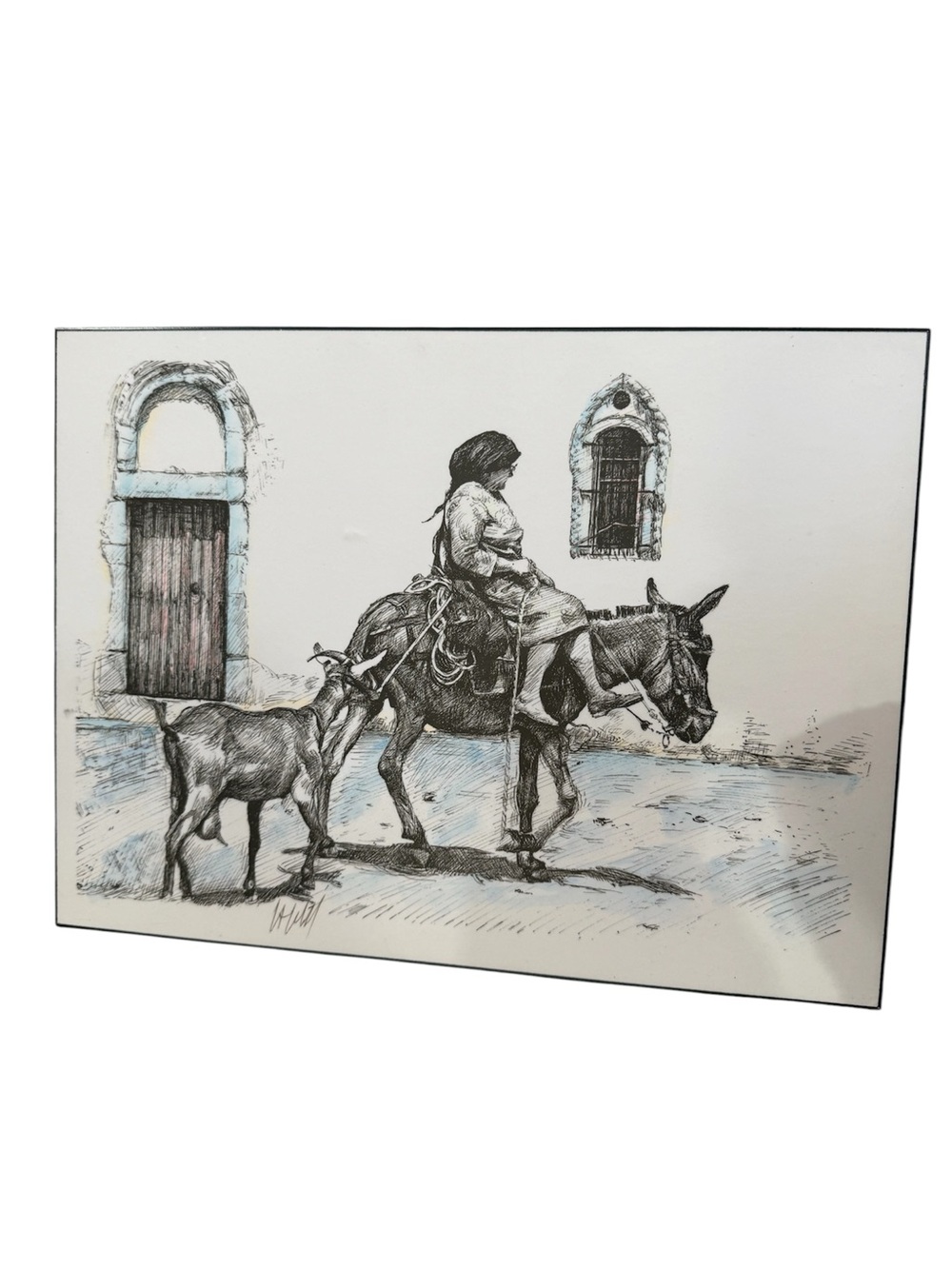 Vintage Zehrs Rustic Donkey and Goat Illustration - Black on White Picture